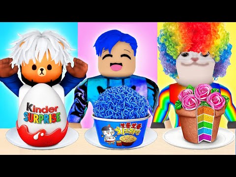 فيلم روبلوكس تحدي اكل يوم كامل بنفس لون شعرنا ميجو بالبستاشيو عفوفه غضبانه منا 