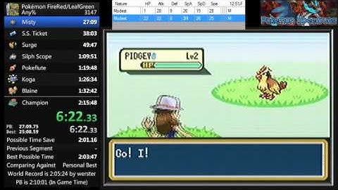 Pokémon LeafGreen Any% Speed Run in 2:03:51 (IGT) (2:10:15 Real Time)