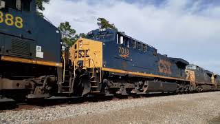 Short CSX Manifest train Q65304 takes off with a 6 engine lashup # 420 in the lead