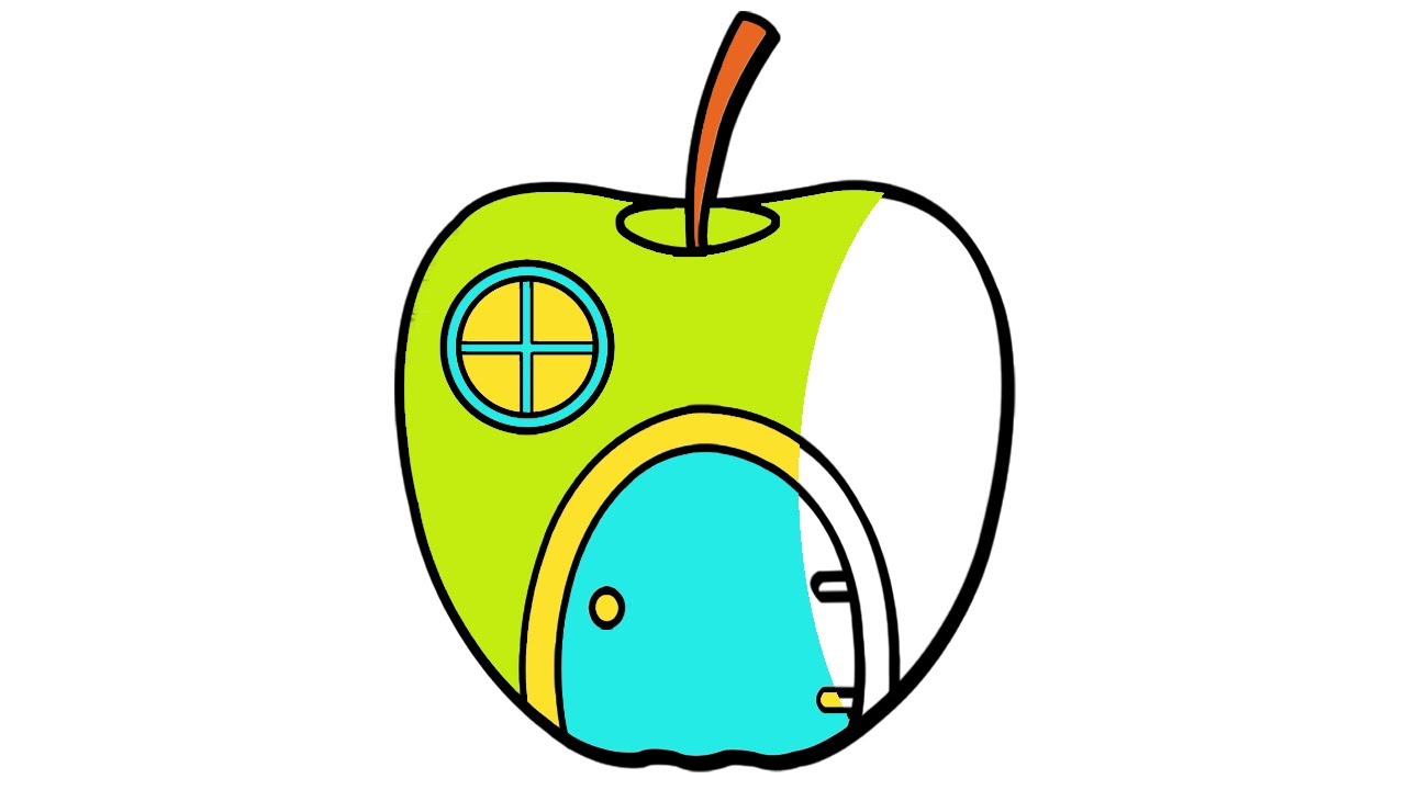 Easy Draw Apple House for kids & Toddlers رسم سهل للاطفال ڈرائنگ acchi acchi drawing aasan