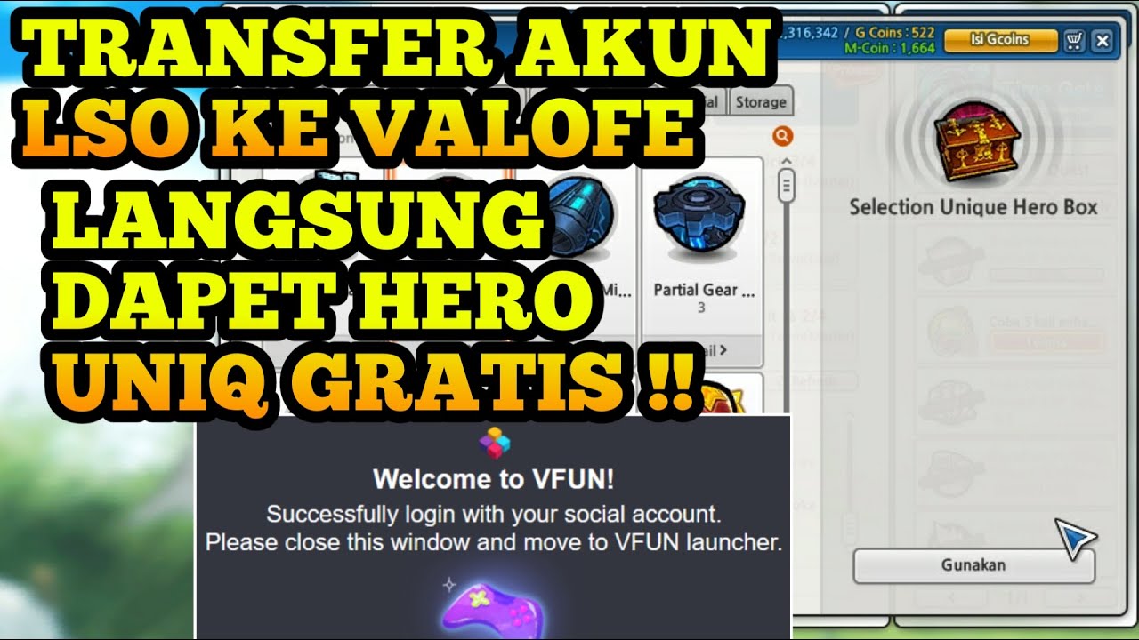 Cara Transfer Akun Lost Saga Origin Ke Lost Saga Valofe/VFUN || Langsung Dapet Hero Uniq Gratisan