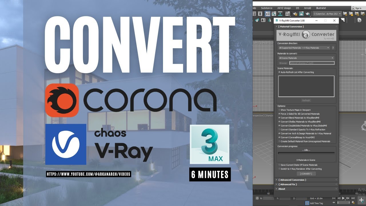 Convert from Corona to V-Ray | 3ds Maxالتحويل من كورونا إلى فيراي في الماكس  