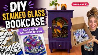 DIY Stained Glass Bookcase 📚 | Easy Gallery Glass Tutorial ❤️