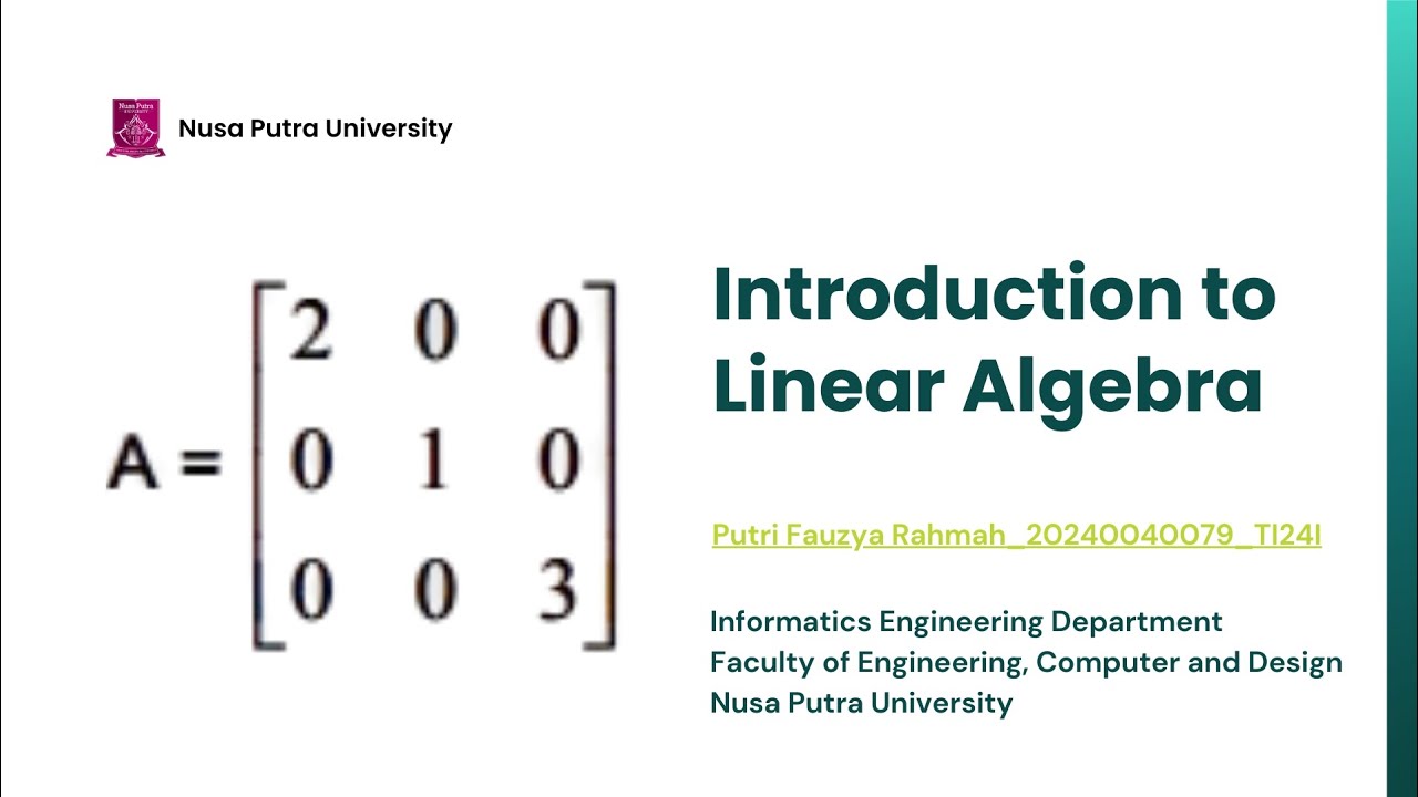 Introduction to Linear Algebra for Informatics Study Program - YouTube