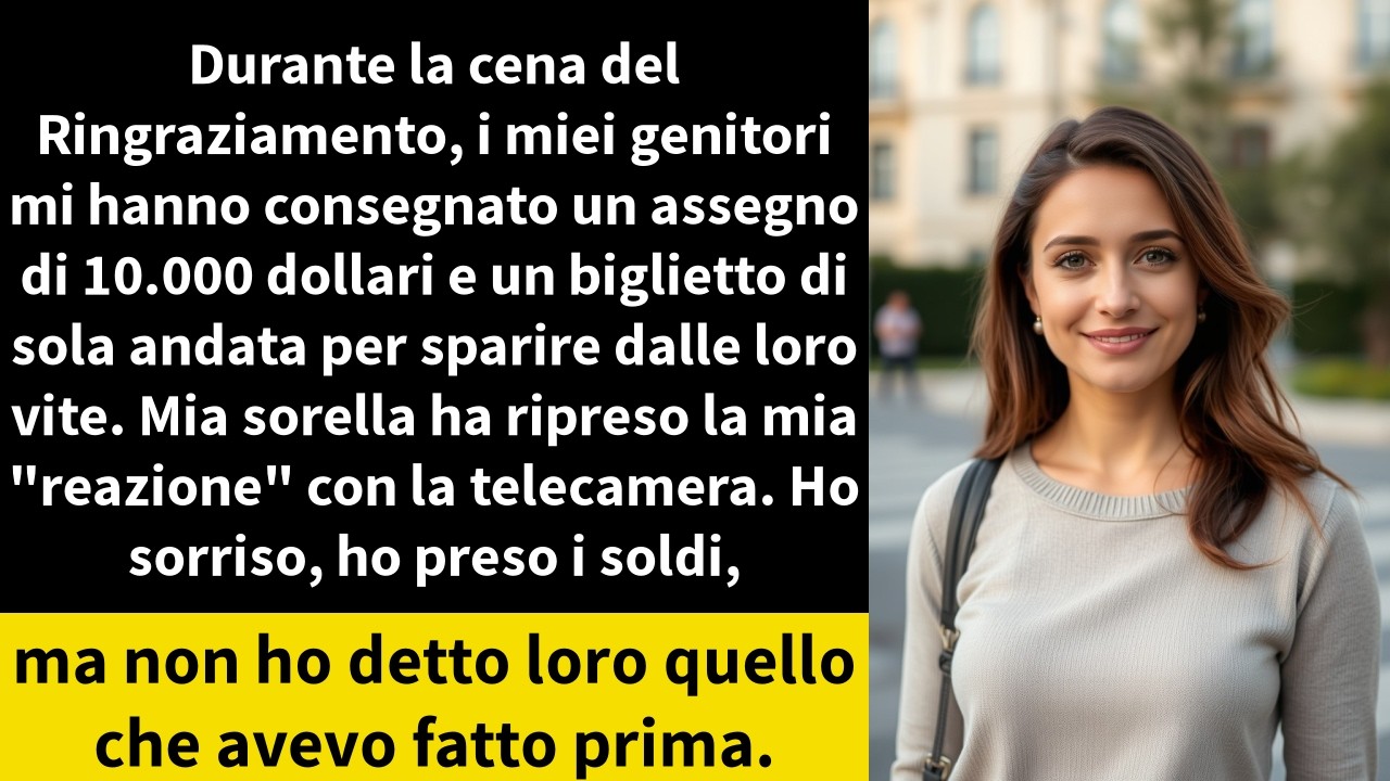 Durante la cena del Ringraziamento, i miei genitori mi hanno consegnato un assegno di 10.000 dollari