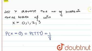 Find the probability distribution for number of heads obtained in three tosses of a coin. | 12 |...