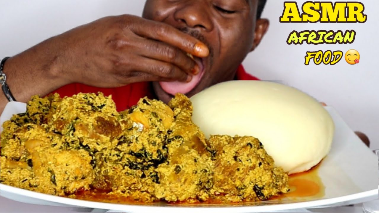 ASMR EATING FUFU AND EGUSI SOUP WITH ASSORTED MEAT FUFU MUKBANG