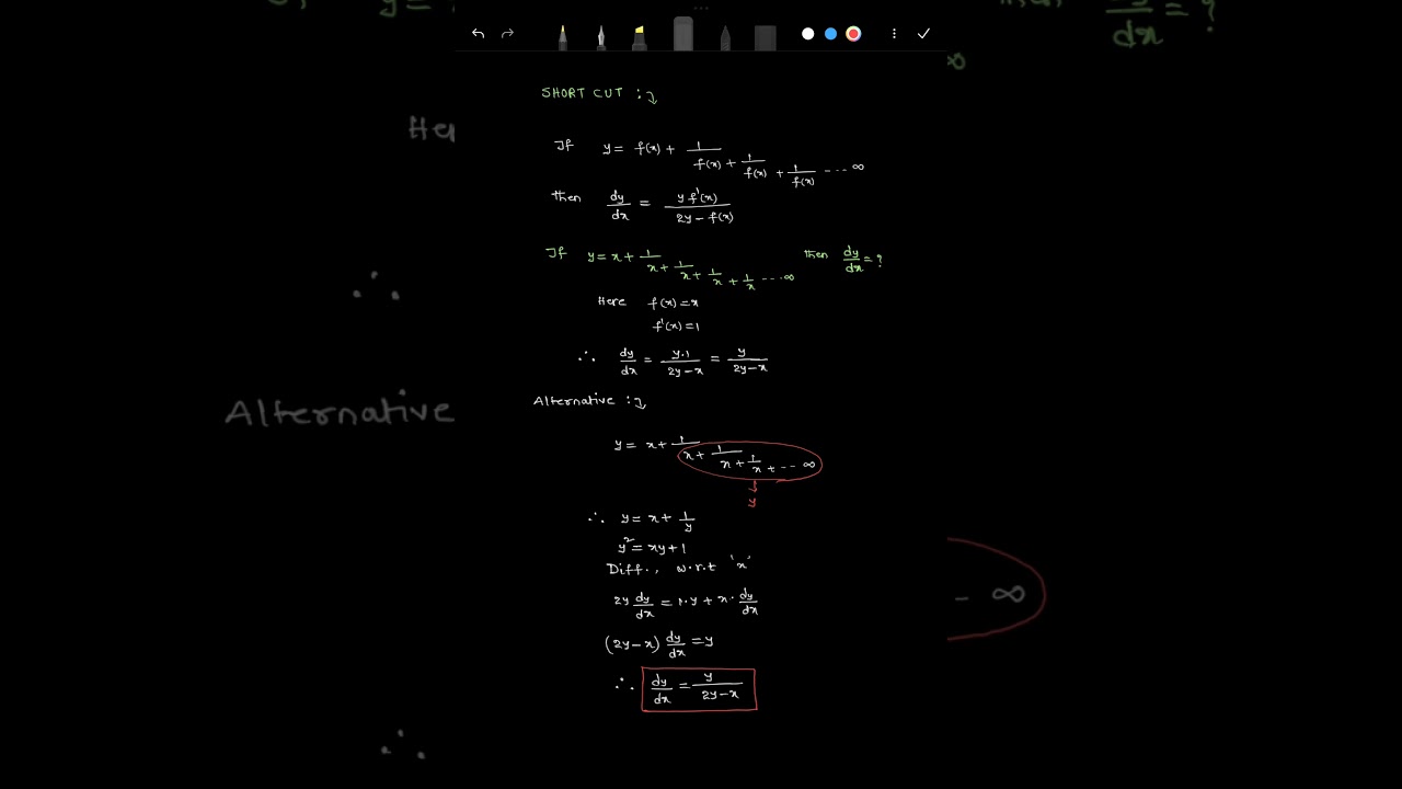 Differentiation shortcut |