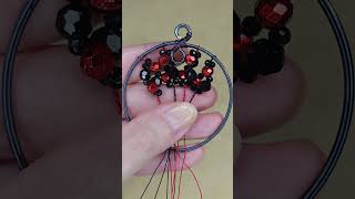 Making a Tree-of-life Pendant (Number 316) with Red and Black Wire and Beads
