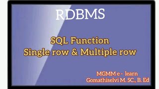 SQL Function/Single row function and Multiple row function.. tamil