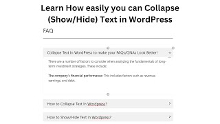 Collapse Text In WordPress | How to Show/Hide Text on WordPress