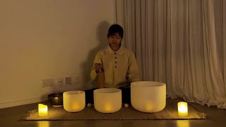 Crystal singing bowl with soft chimes sound | deep relaxation | calm you mind | stress relief