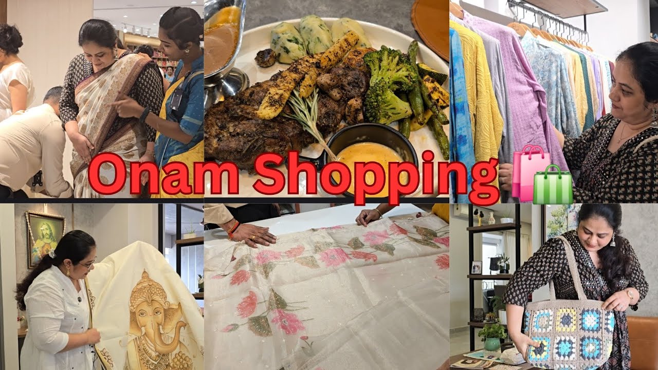 Onam shopping 2025/dini shajohn/crochet/saree shopping 