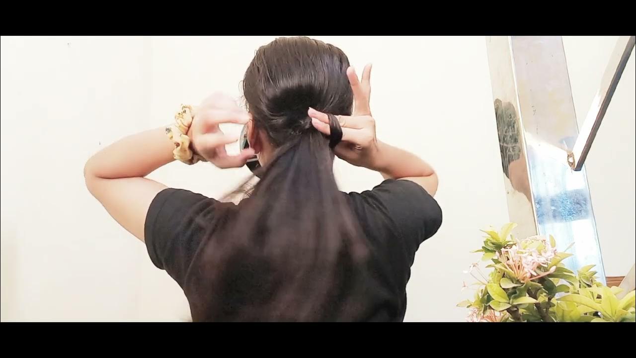 Hair tie with hair Ponytail without using a rubber band How to