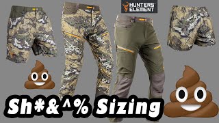 Hunters Element Sizing Guide Details