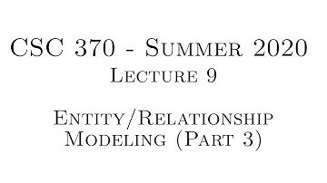 Database Systems - Lecture 9 - E/R Modeling III