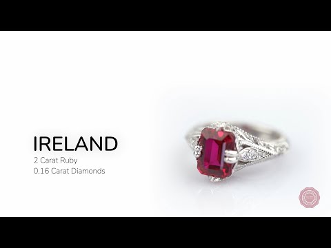 Vintage-inspired, emerald-cut Ruby Engagement Ring - Ireland