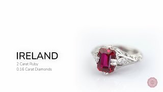 Vintage-inspired, emerald-cut Ruby Engagement Ring - Ireland