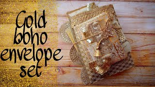 SOLD! Golden boho envelope set | flip through | boho needs