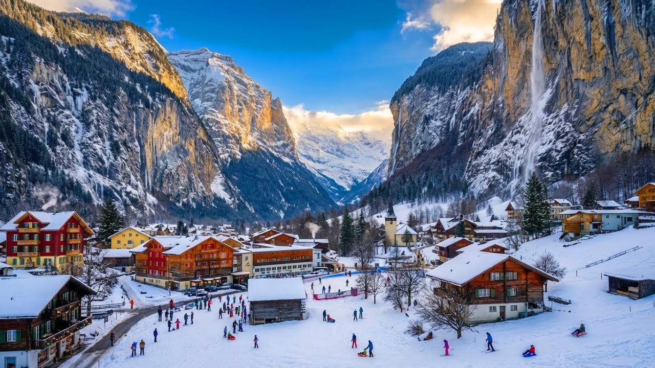 LAUTERBRUNNEN, SWITZERLAND ☀️❄️ A WINTER PARADISE CARVED BY NATURE