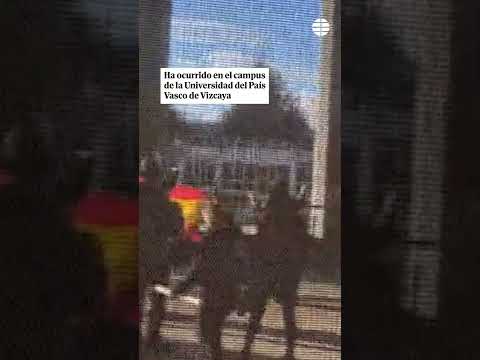 Jóvenes de la izquierda abertzale queman banderas de España y Francia en la Universidad