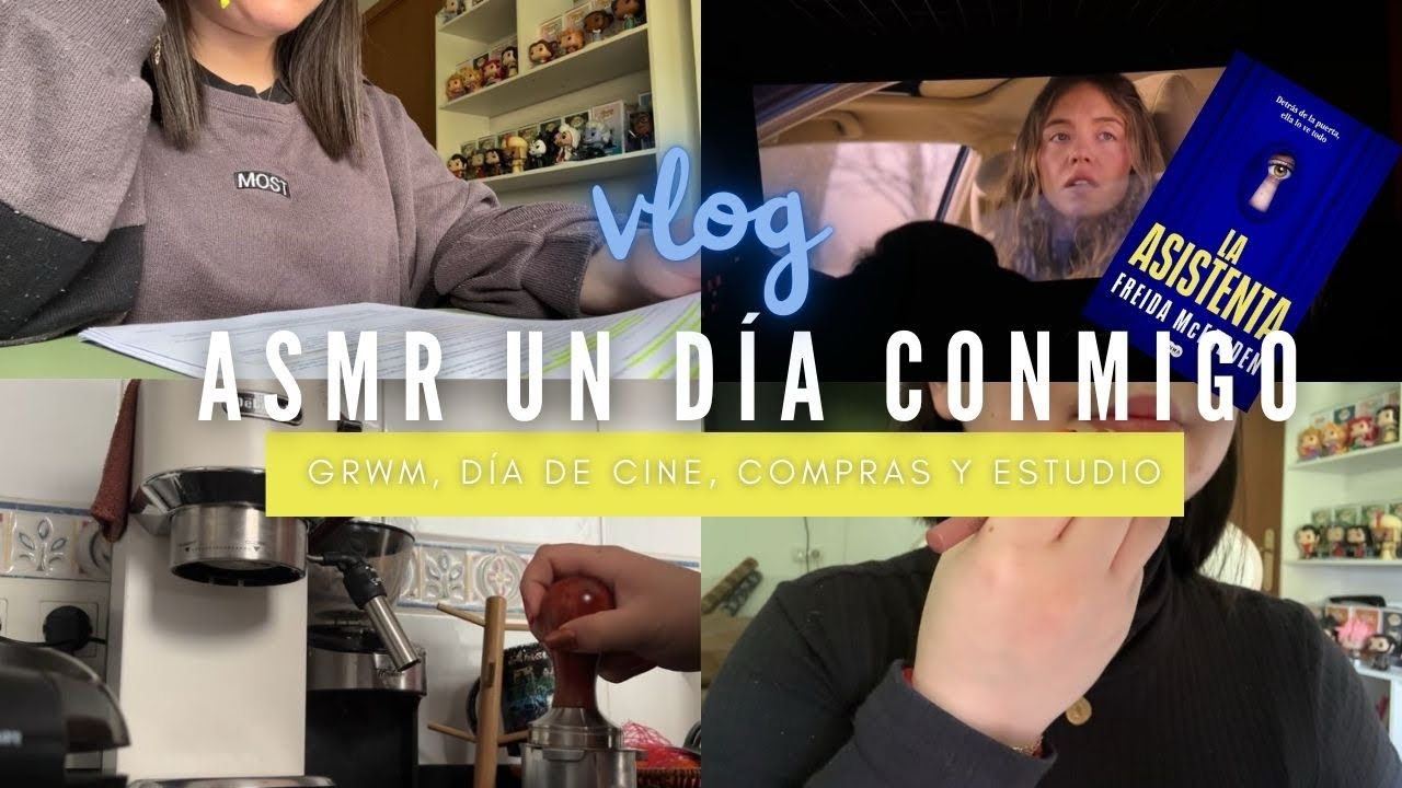 ASMR Vlog Acompáñame en un día de cine, estudio y donde me preparo 🍿📖💄| Lena G ASMR