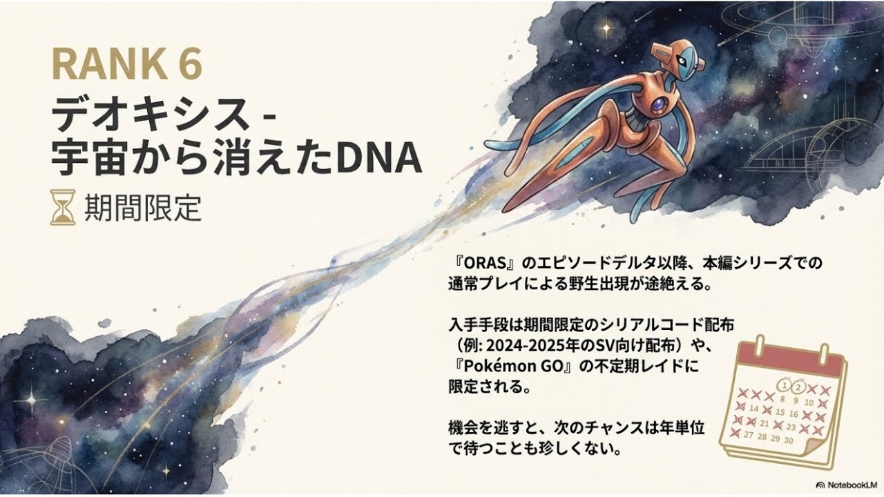 入手困難な伝説、幻ポケモンランキングTOP10