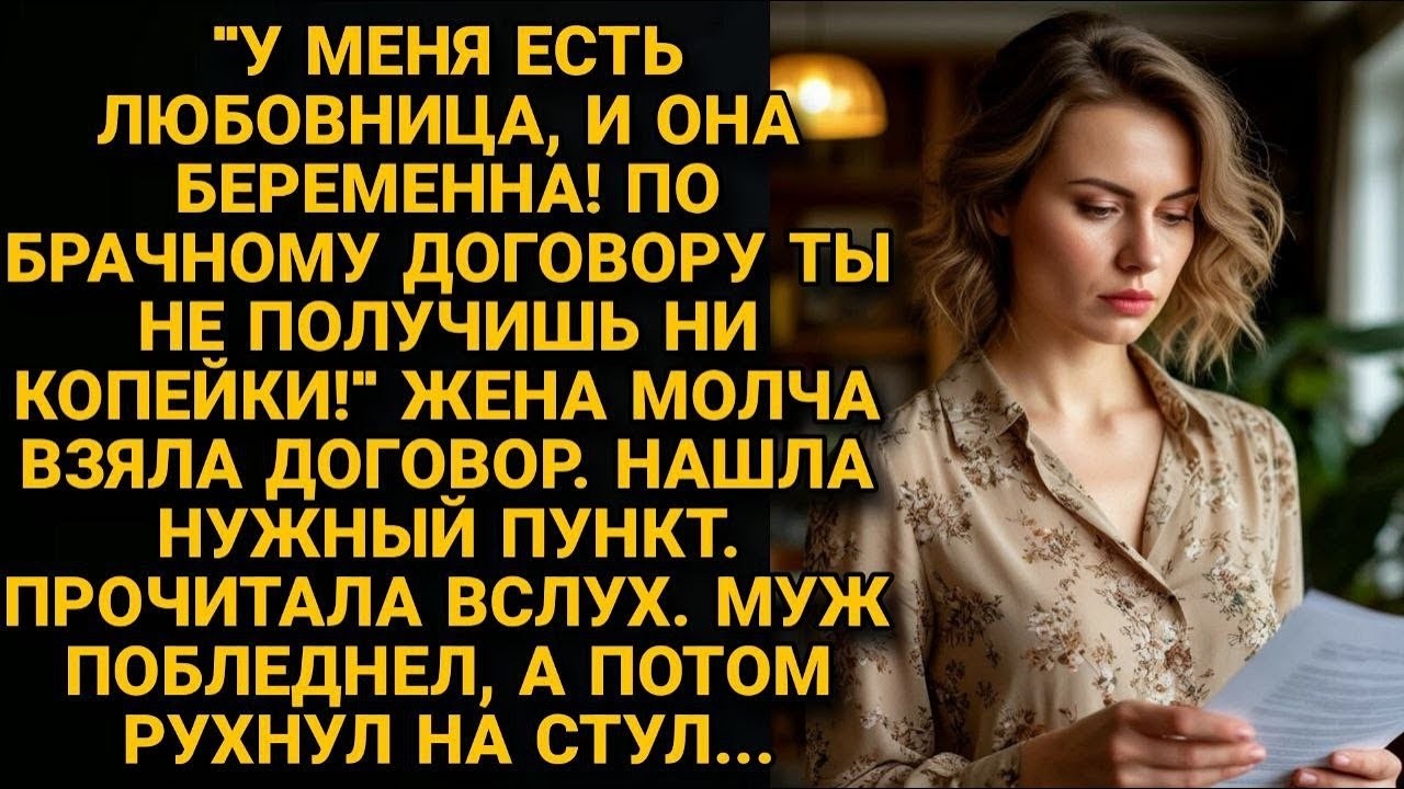 Моя любовница беременна! Ты не получишь ничего!   Тогда жена зачитала пункт договора, и он окамене