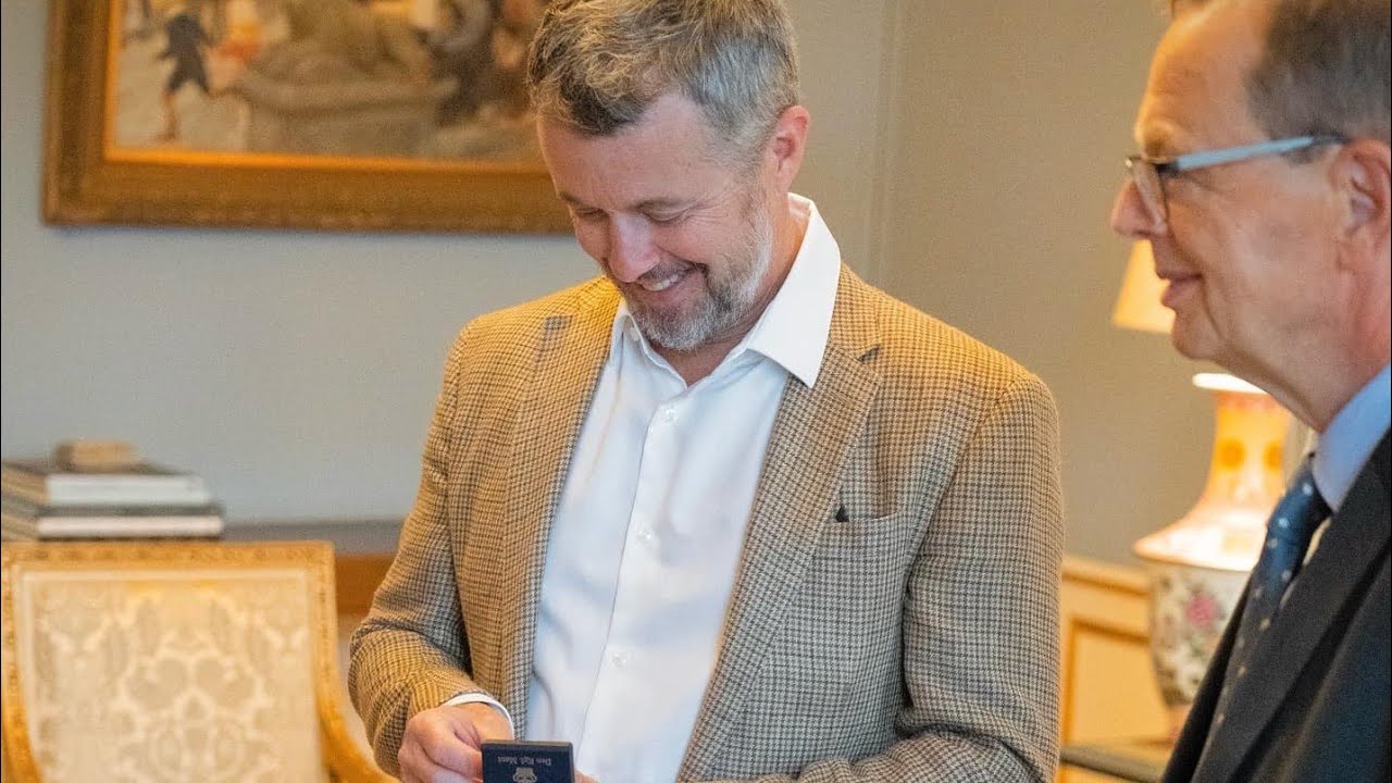 King Frederik PRESENTED with new Danish succession coins he features in. 