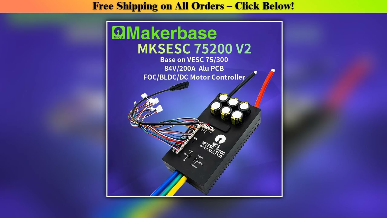 Makerbase VESC 75200 V2 84V 200A High Current With Alu PCB Based on VESC For E-Foil Fight Robot