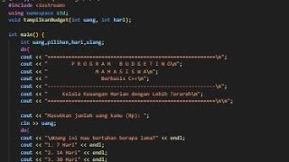 Sistem Budgeting Mahasiswa Berbasis C++ | Project UAS Algoritma Pemrograman