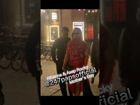 Rihanna shining in all red and blonde hair with hubby #asaprocky in New York City #rihanna
