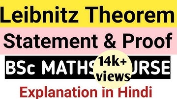 Leibnitz Theorem |Statement & Proof|BSc Maths Honours Full Lecture|Proof of Leibnitz Theorem|Maths