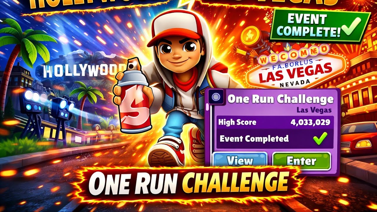 Subway Surfers Hollywood 🆚 Las Vegas | One Run Challenge 💥 Event Complete!