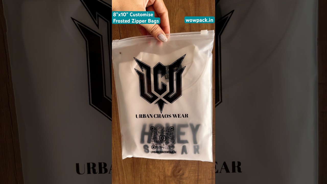 8x10 Inches Custom Frosted Zipper Bags | T-shirt Packaging | Cosmetic Packaging