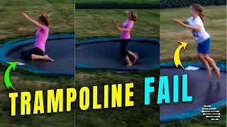 Girl Fails Jumping on a Trampoline as POV Laughs