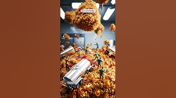 Tiny Workers vs Giant Fried Chicken Bucket | Crispy Chaos in the Kitchen! #food #asmr #foodie