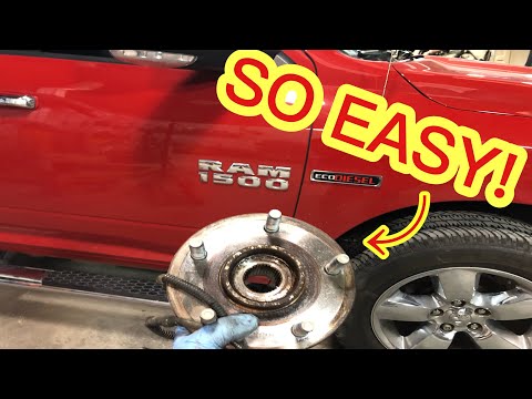 HOW TO EASILY REPLACE FRONT WHEEL BEARING HUBS ON 12-17 DODGE RAM 4X4 ECODIESEL / HEMI / 1500 / 2500