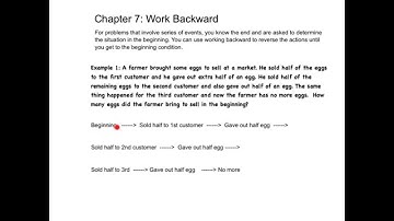Math Problem Solving Strategies - Chapter 7: Work backwards