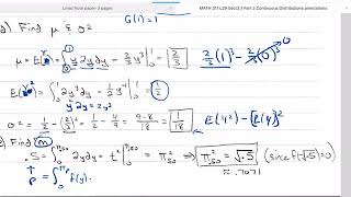 Probability Theory L29 Section 3.1 Part 2 Continuous Distributions