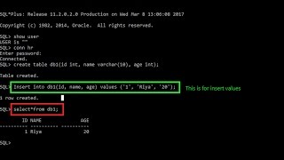 SQL Command Line tutorial 3( INSERT VALUES in table, showing table)