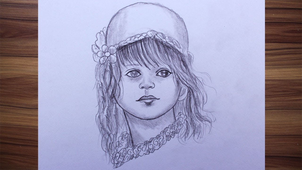 baby girl face drawing