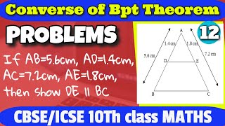 converse Of Basic Proportionality bpt thales Theorem  triangles Class 10 icse cbse chapter 6