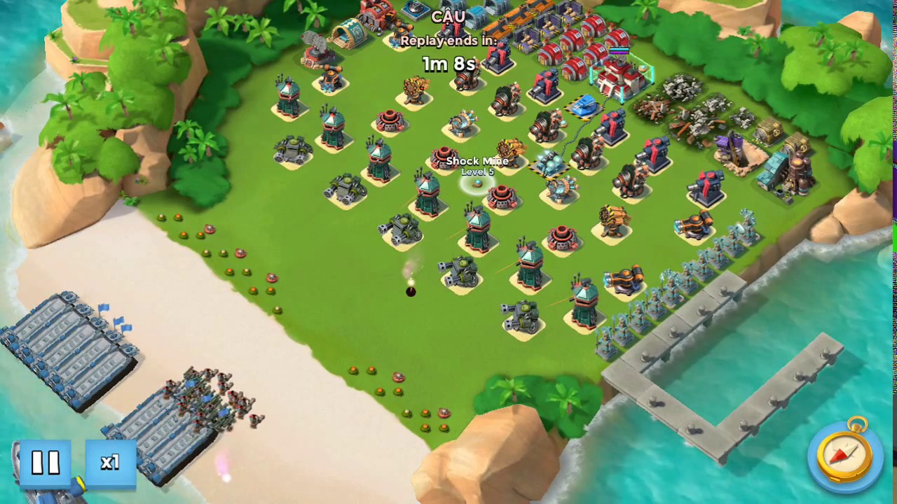 Boom Beach - PVP 10 Ice Statues was Destroyed by LV51 Full Boosted (easy attack)