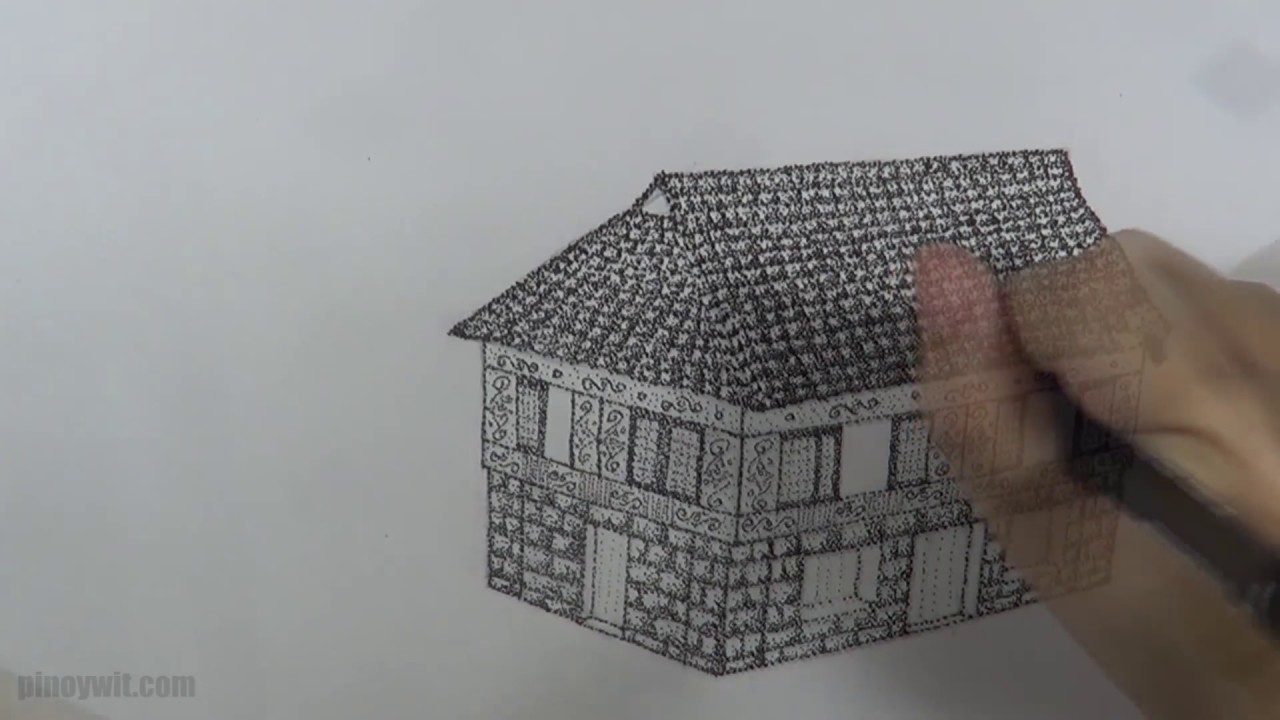 Old Filipino House Drawing in Ink - Bahay na Bato - YouTube