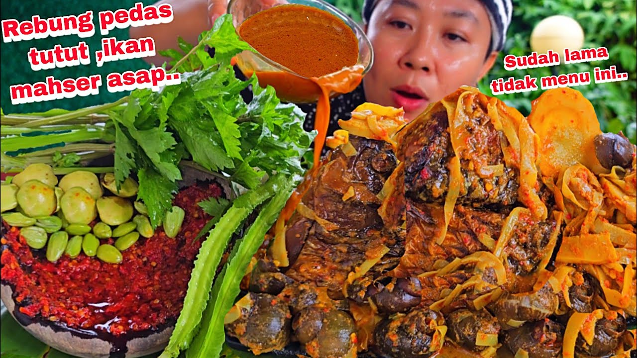 SUDAH LAMA TIDAK MAKAN MENU INI.GULAI PEDAS REBUNG TUTUT IKAN ASAP .