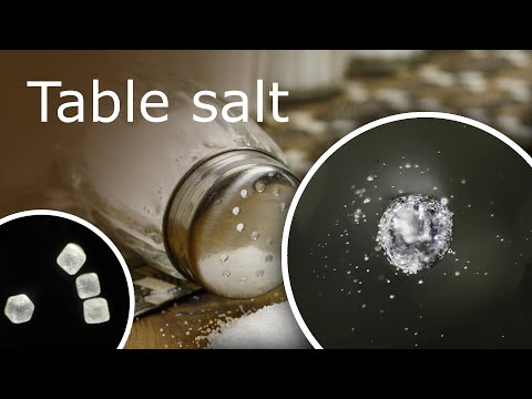 Table Salt (NaCl) and Its Dissolving in Water Under a Microscope (40x-1000x)