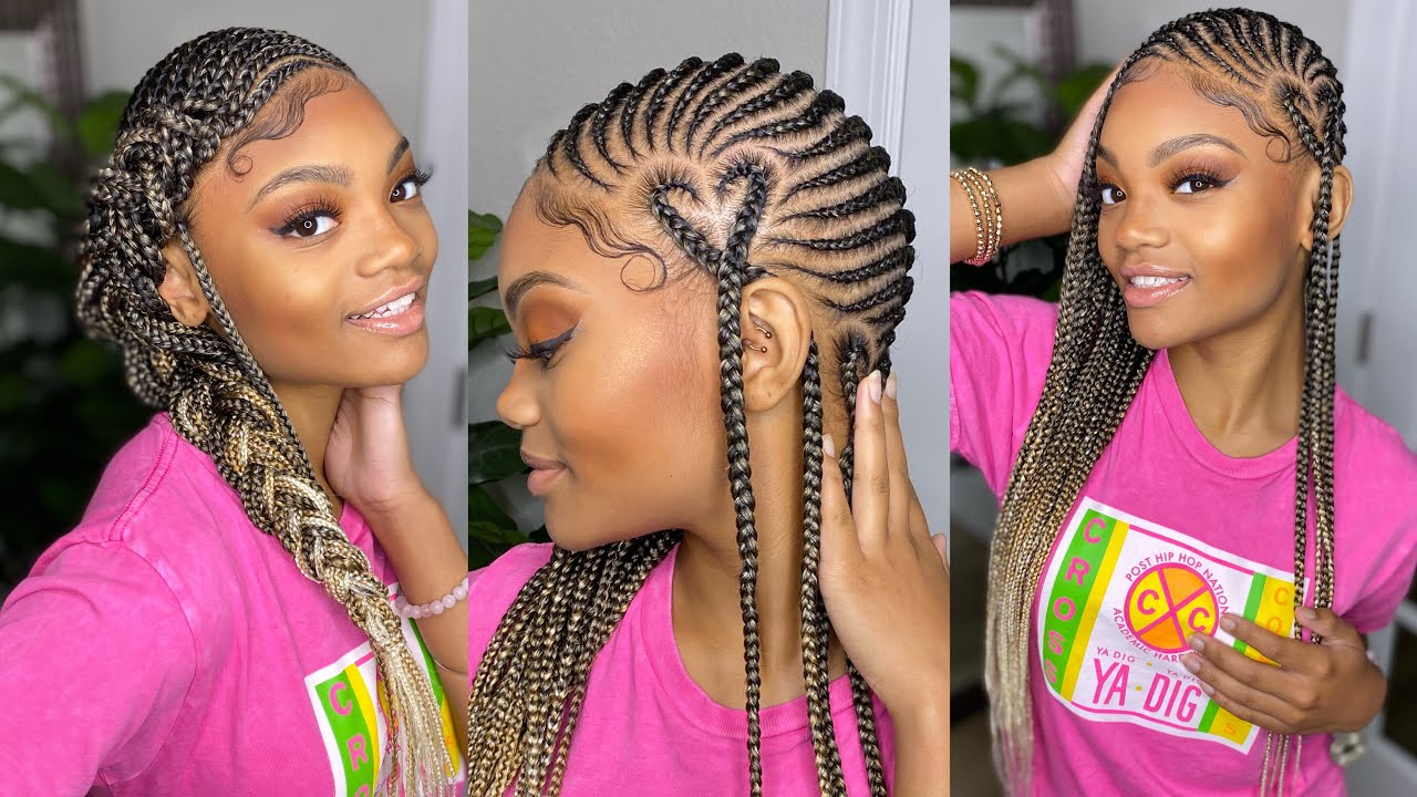The BEST Blonde Ombré for this TRENDING heart lemonade braids Leeven Hair YouTube