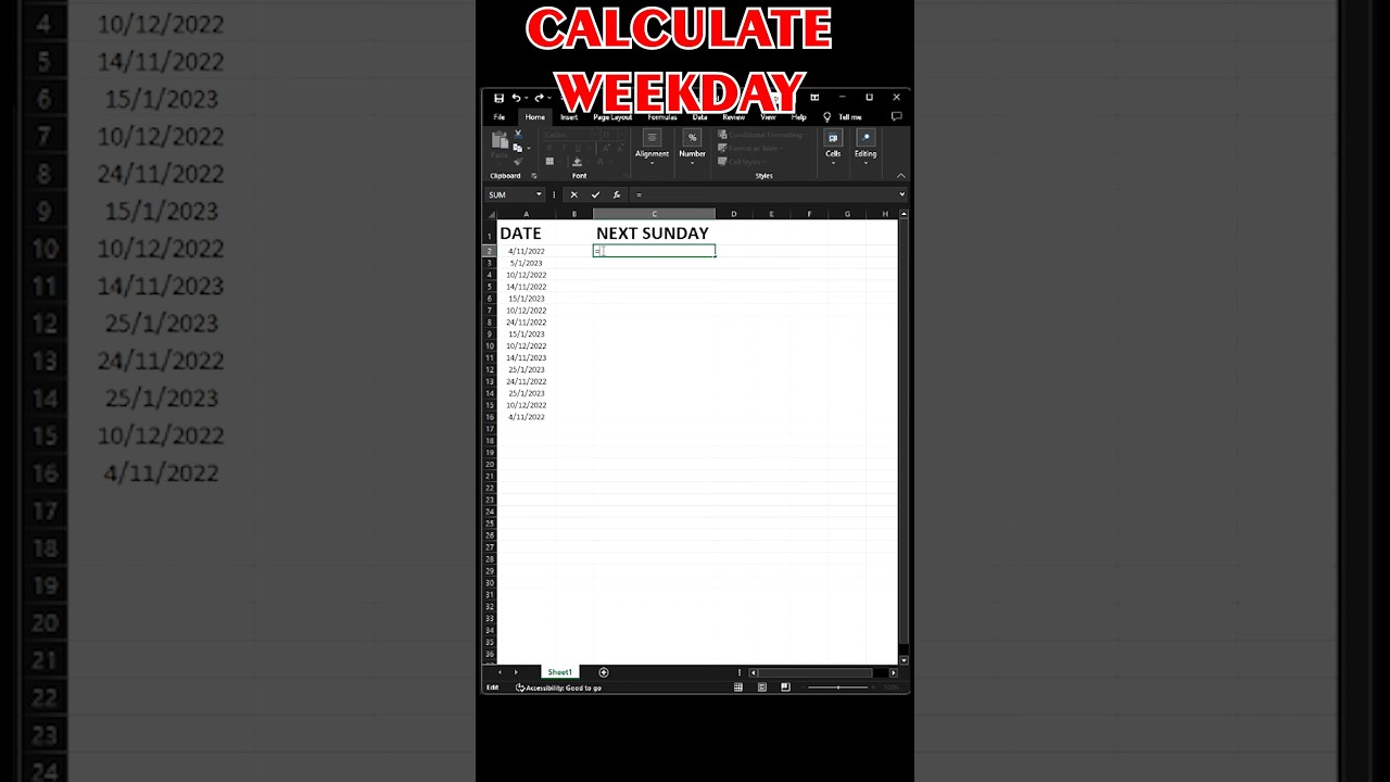 How To Calculate Weekdays In Excel youtubeshorts trendingshorts How To Calculate Weekdays In Excel youtubeshorts trendingshorts