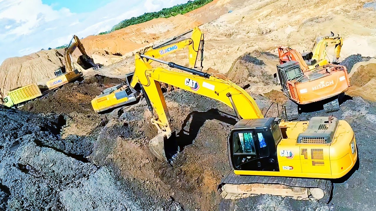 Caterpillar Hitachi xcmg muat mobil dump truck hino fuso